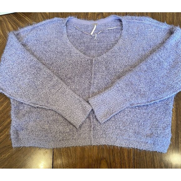 Free People Icing V Women's S Pullover Sweater Fuzzy Slouchy Lilac Oversized - Picture 1 of 5